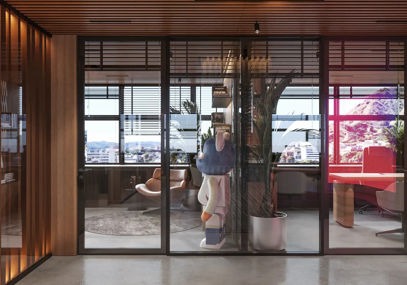 Glass entrance to the BARÇA Mobile headquarters in Barcelona