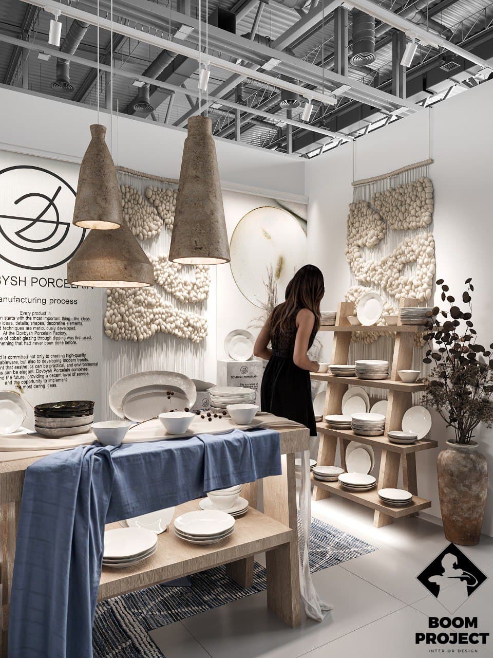 Dovbysh Porcelain exhibition stand featuring handmade ceramics, natural textures and artisan-inspired decoration