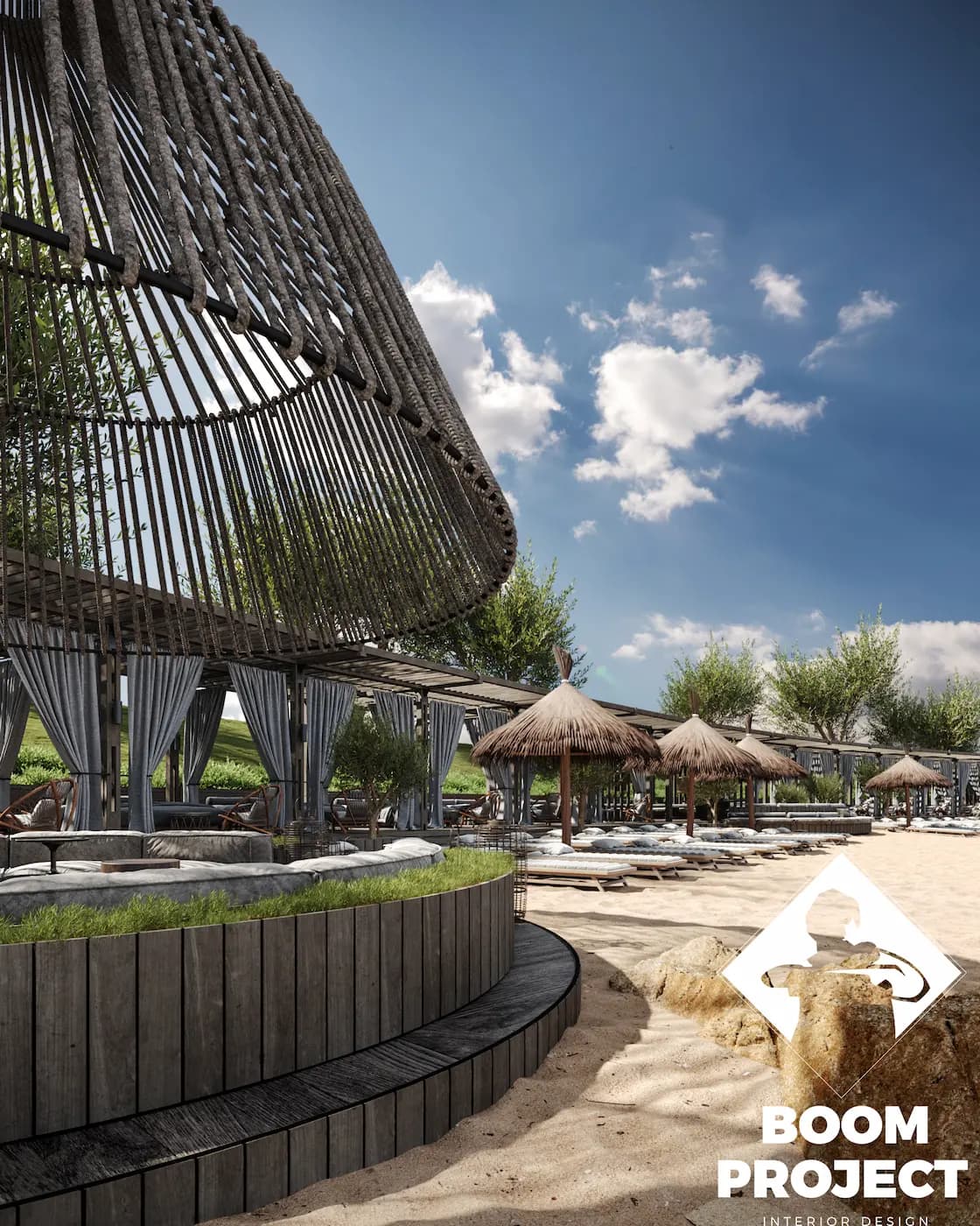 Esperanza Resort sculptural woven pavilion beside the pool