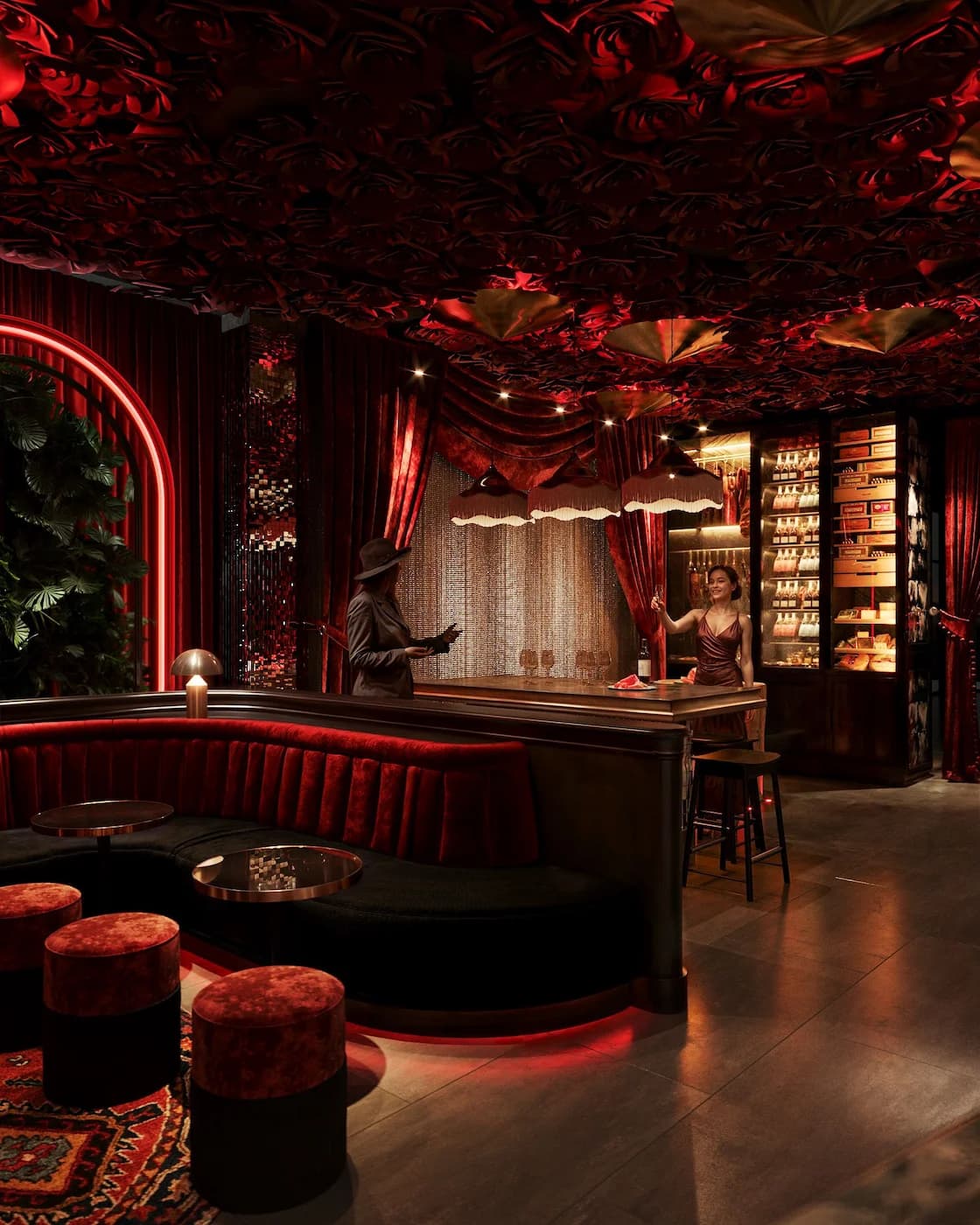 Havana bar interior with ornate shelving, illuminated arches and sculptural ceiling details