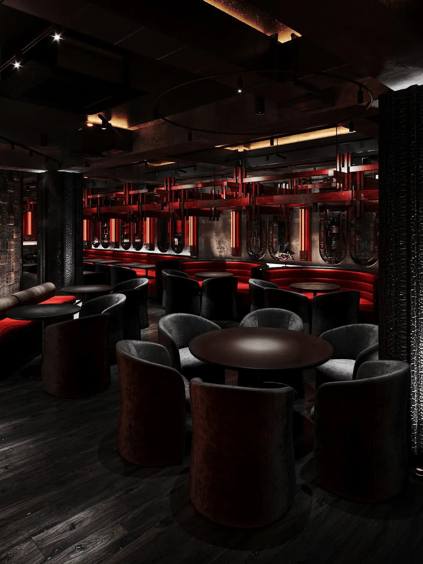 Luxury hospitality interior featuring Japanese restaurant lounge design