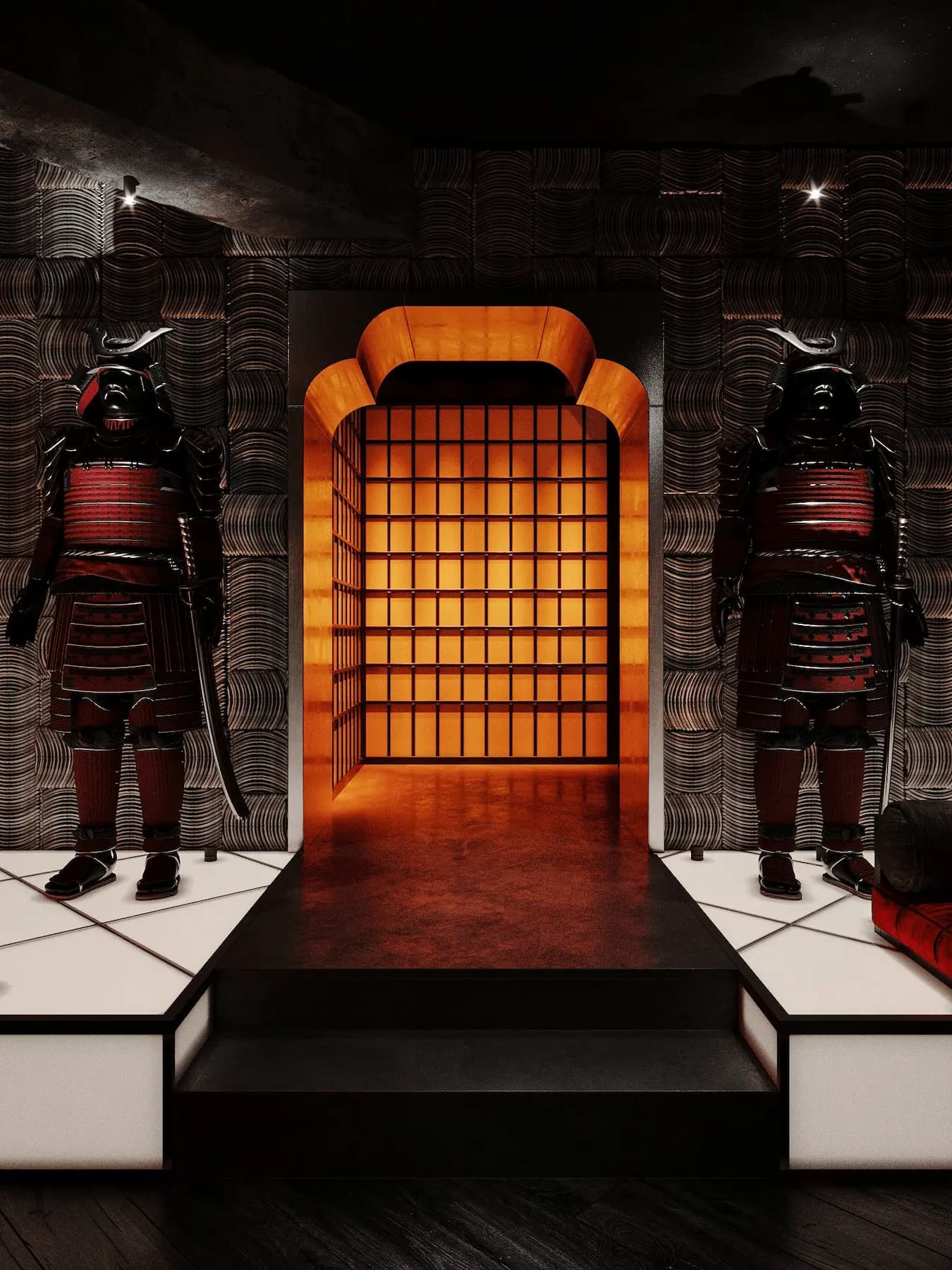Imperial entrance inspired by Japanese architecture and hospitality design