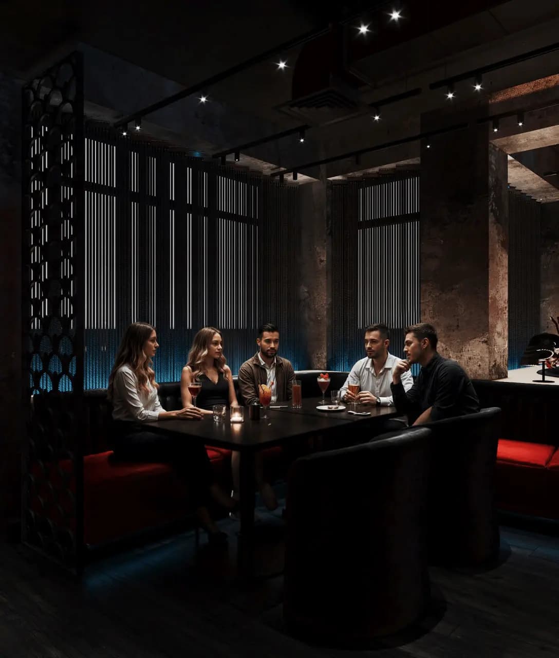 Restaurant lounge overlooking bespoke cocktail bar