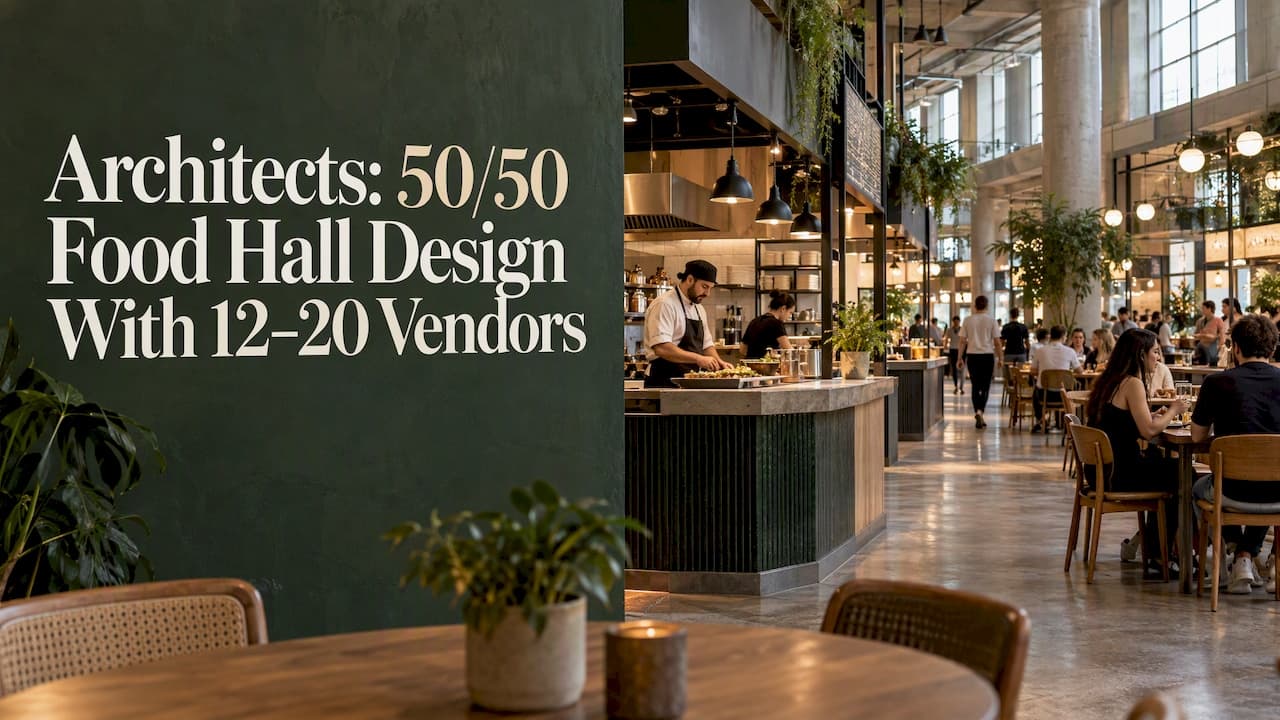 Architects: 50/50 Food Hall Design With 12–20 Vendors