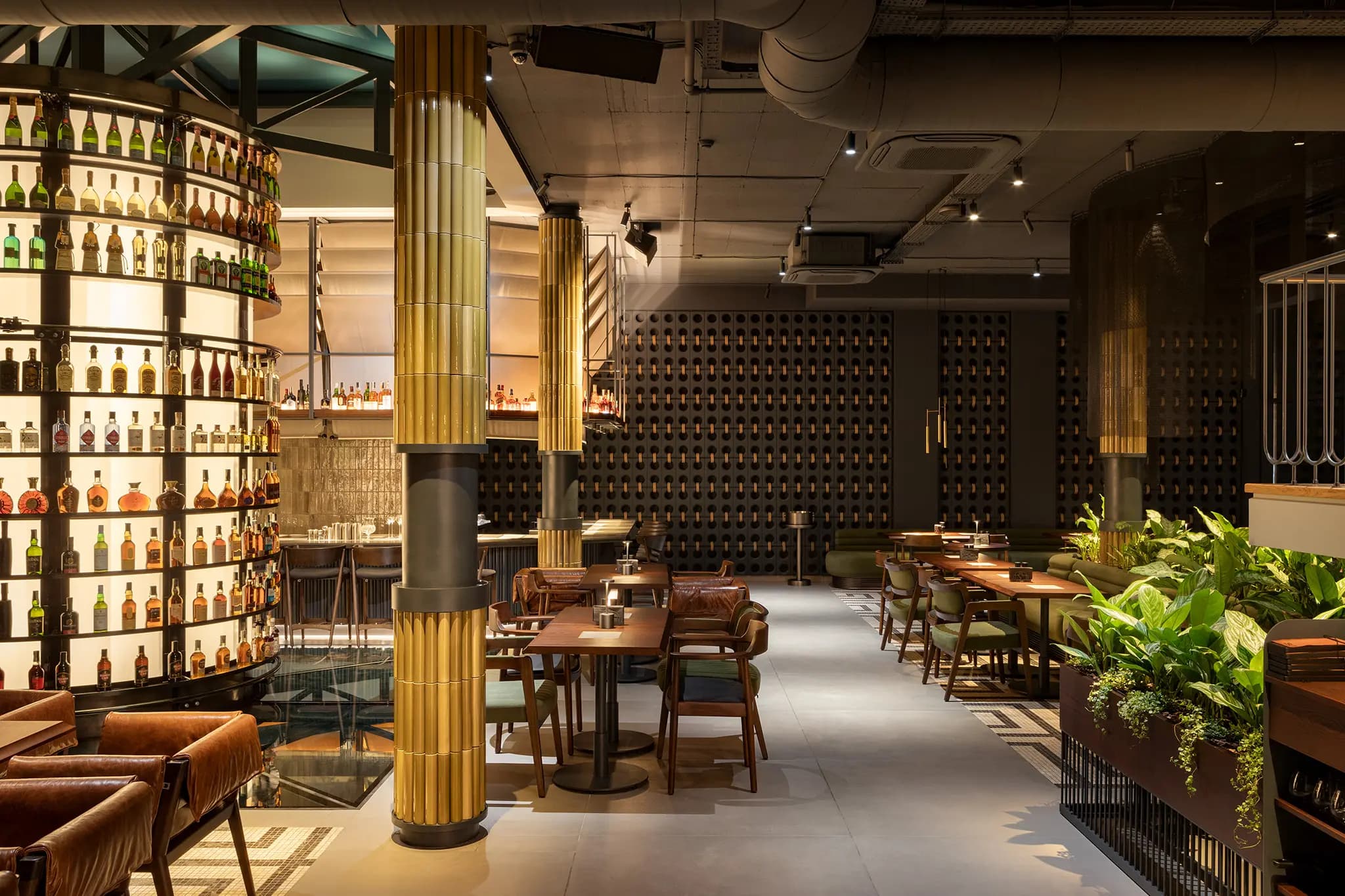 Feature shelving with illuminated bottles