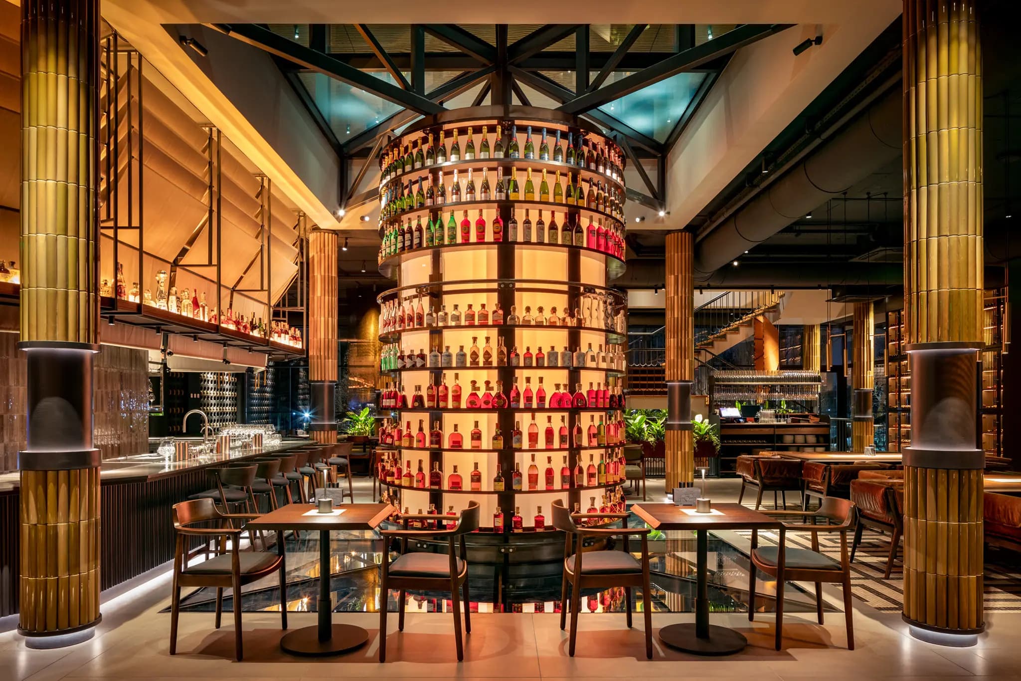Decorative wine library wall