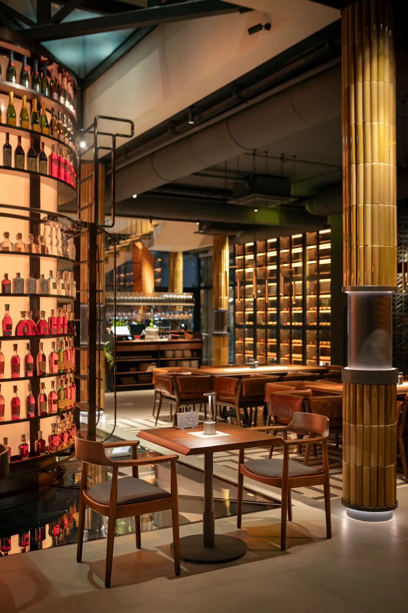 Wine library with illuminated bottle display