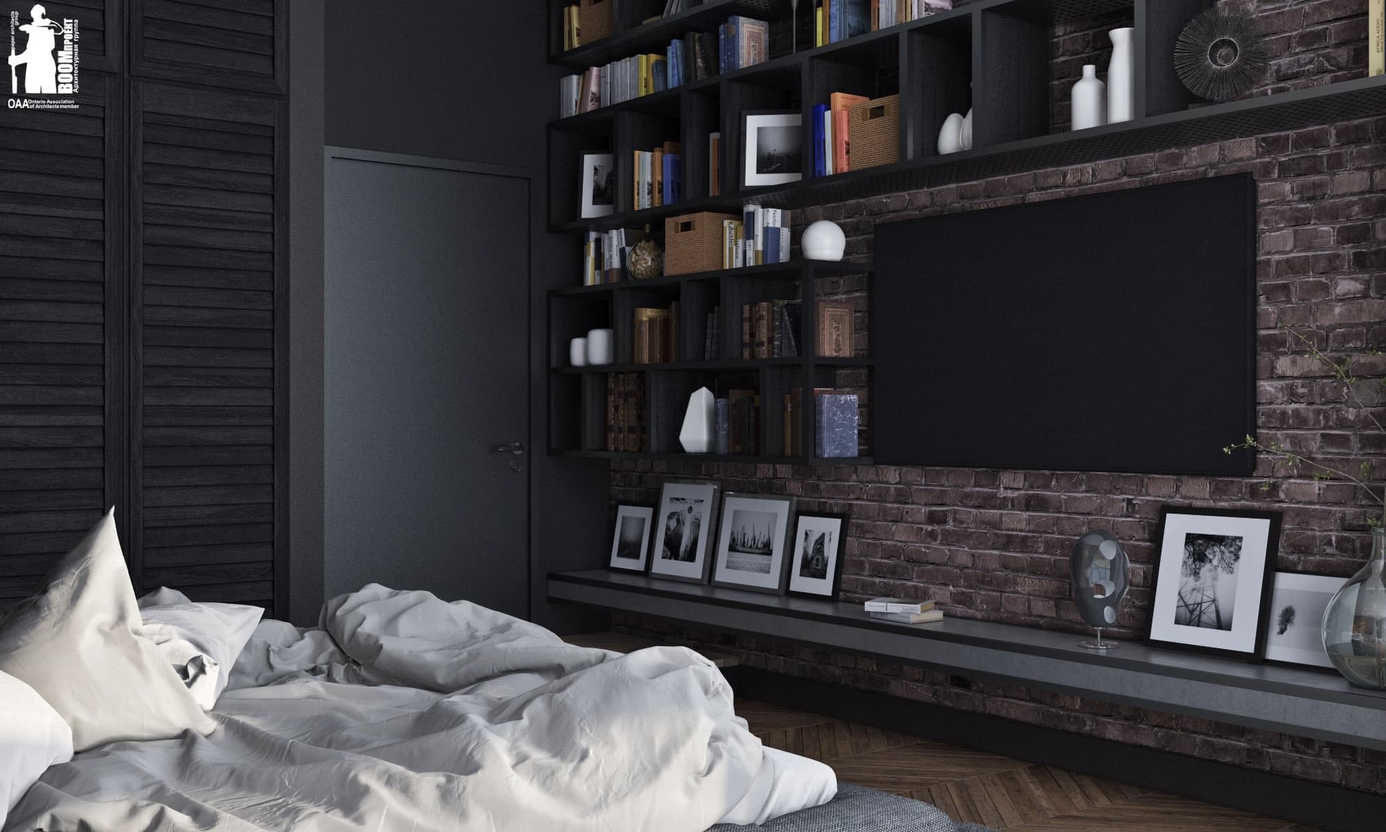 MODERN BEDROOM DESIGN IN A HOTEL ROOM gallery image 1