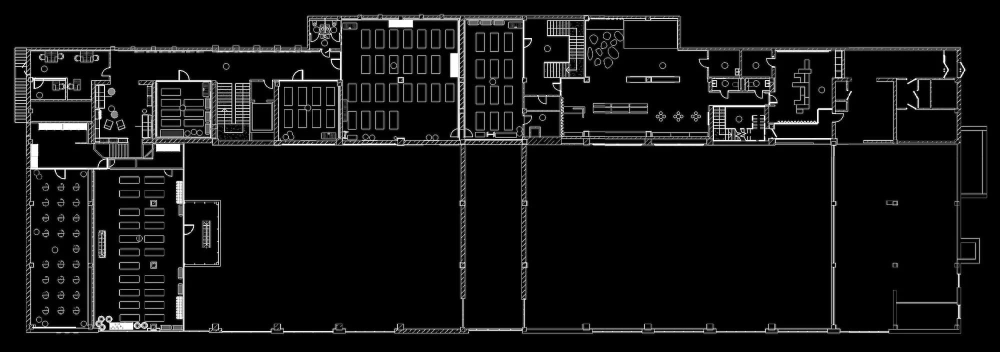 Architectural floor plan showing the zoning of the Synergy Fitness & Spa complex.