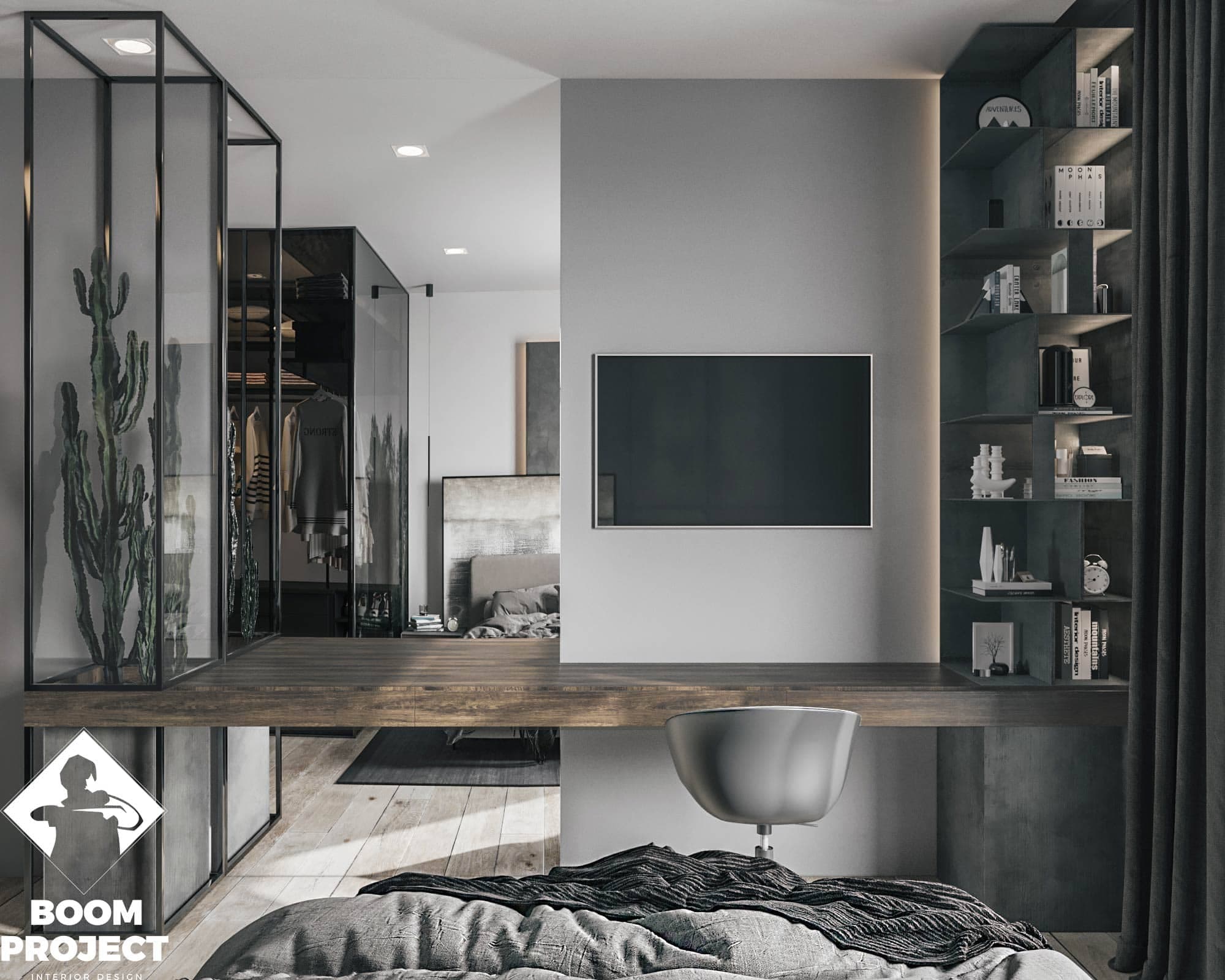 MONOCHROME INTERIOR DESIGN. LARGE APARTMENT OF 2 SMALL IN ODESSA gallery image 5