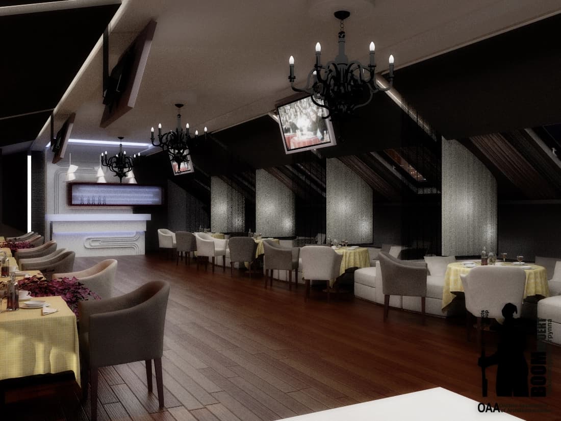 Bluff restaurant hall, 7 st. Bolshoi Fontana, Odessa. hospitality design by BOOM Studio