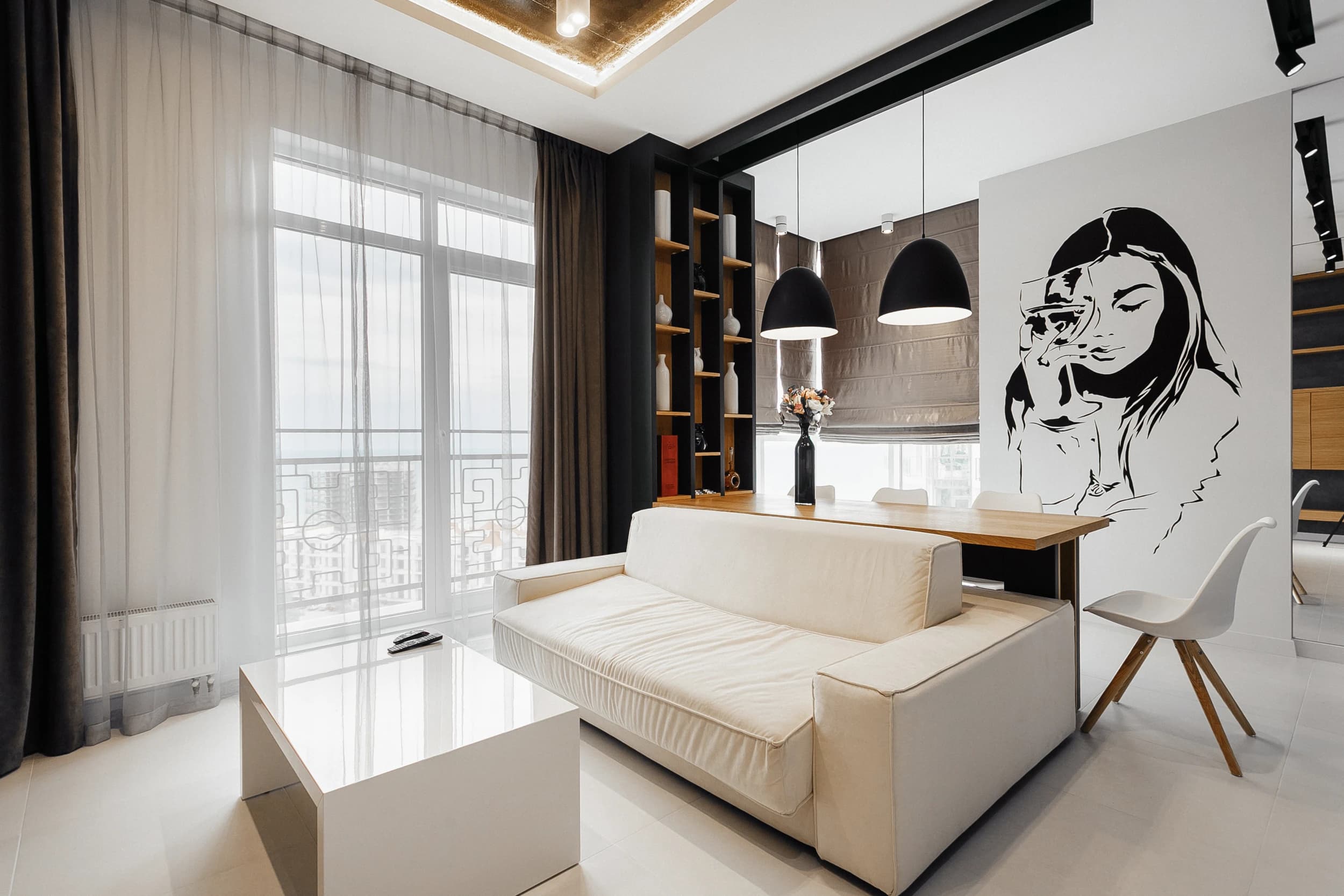 The apartment is located in Odessa, Arcadia district residential design by BOOM Studio
