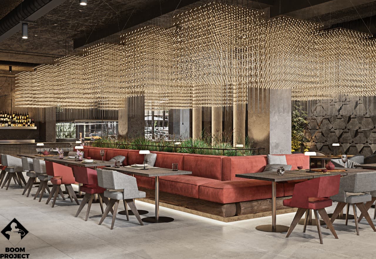 RESTAURANT COMPLEX «QUEEN» hospitality design by BOOM Studio