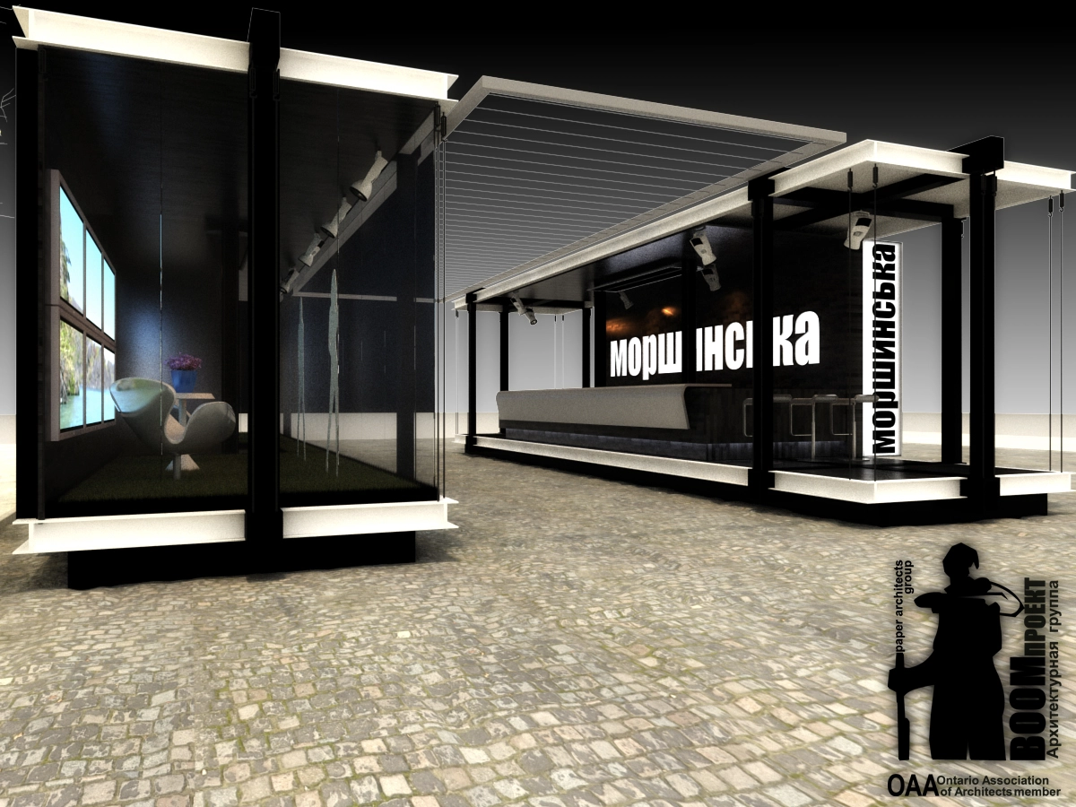 MORSHINSKAYA MOBILE ADVERTISING STAND hospitality design by BOOM Studio