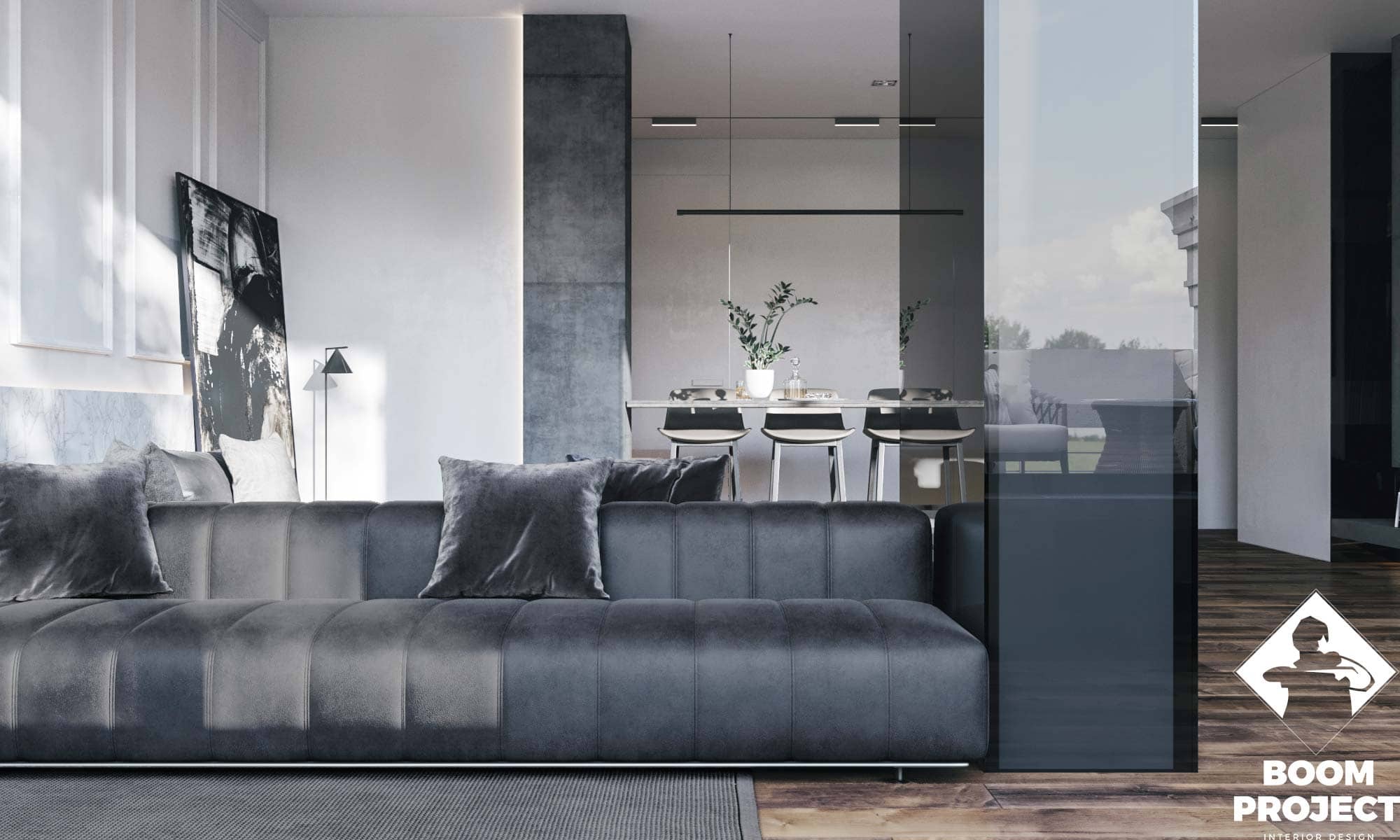 MONOCHROME INTERIOR DESIGN. LARGE APARTMENT OF 2 SMALL IN ODESSA residential design by BOOM Studio