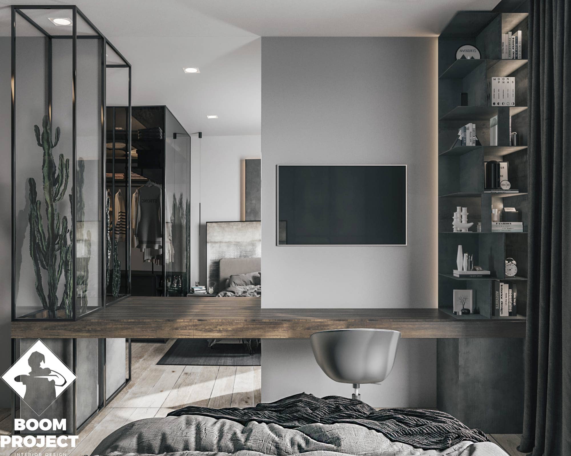 MONOCHROME INTERIOR DESIGN. LARGE APARTMENT OF 2 SMALL IN ODESSA gallery image 5