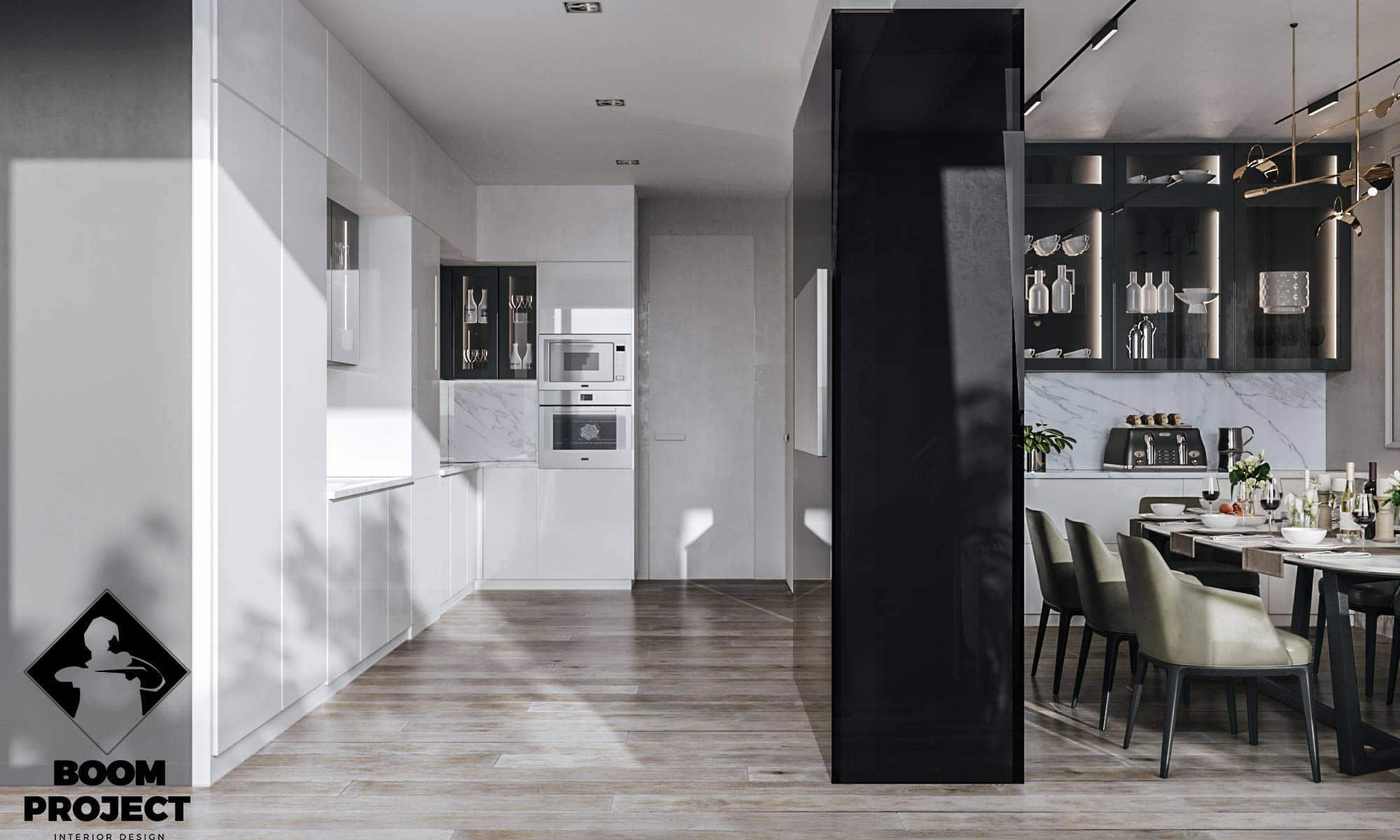 MONOCHROME INTERIOR DESIGN. LARGE APARTMENT OF 2 SMALL IN ODESSA gallery image 23
